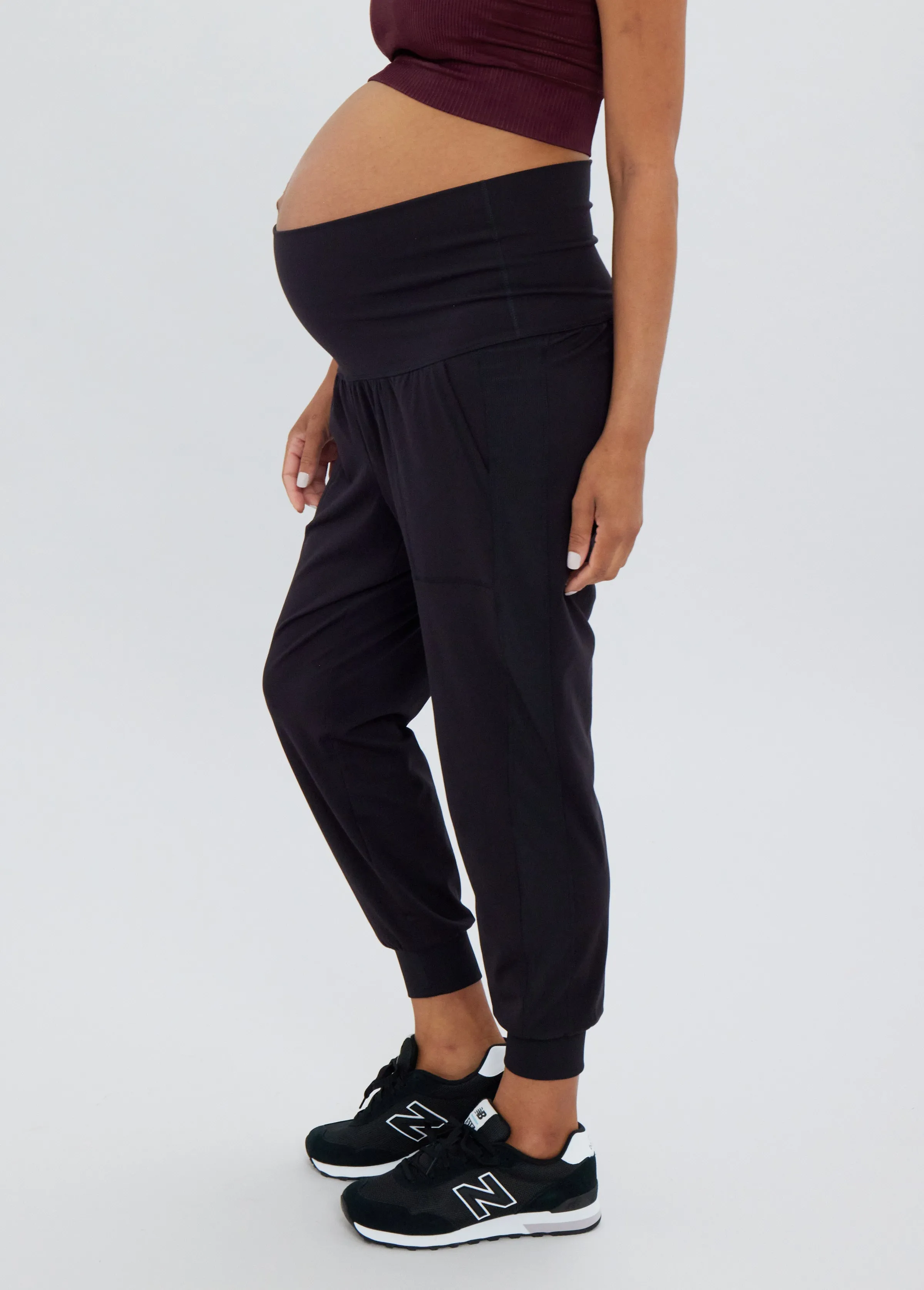 The Ultimate Fold Down Maternity Black Jogger