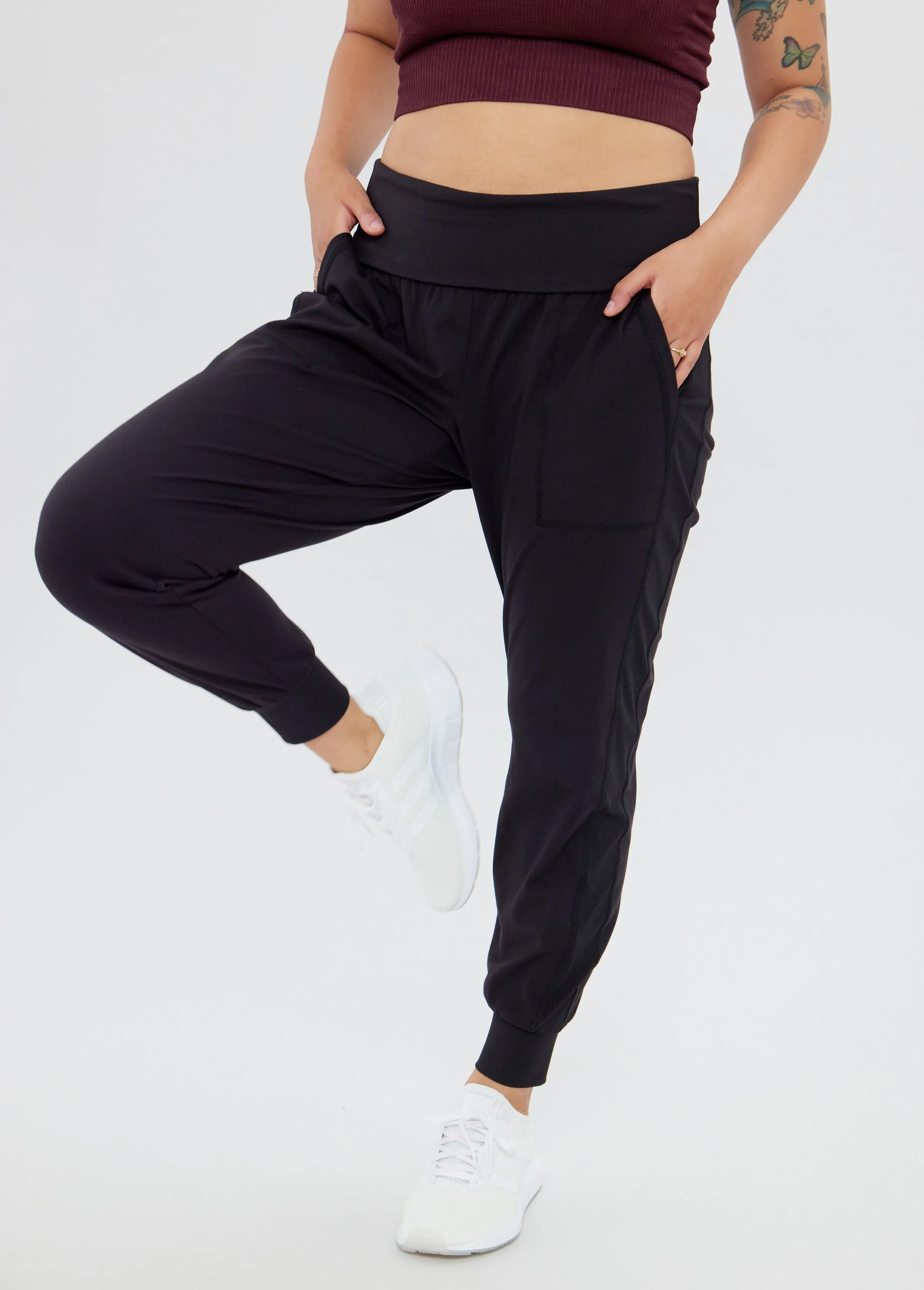 The Ultimate Fold Down Maternity Black Jogger