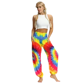 TIE DYE SMOCKED ALADDIN PANTS FOR LADIES FOR YOGA & FESTIVALS