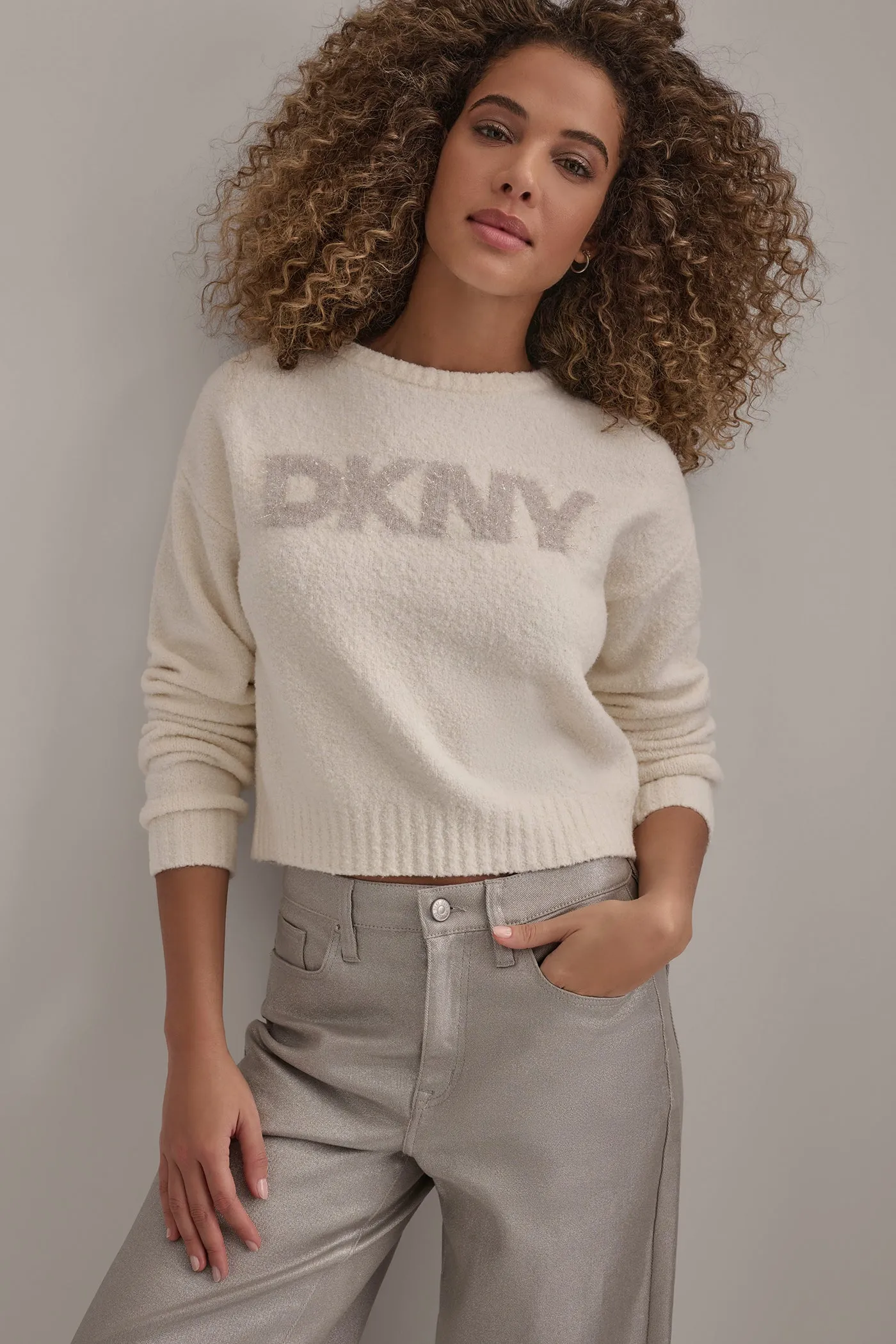 TINSEL LOGO BOUCLE SWEATER