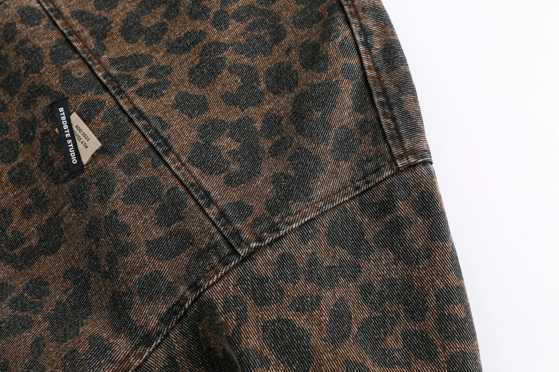 TODAMU® Women's American Retro Leopard Print Distressed Jacket