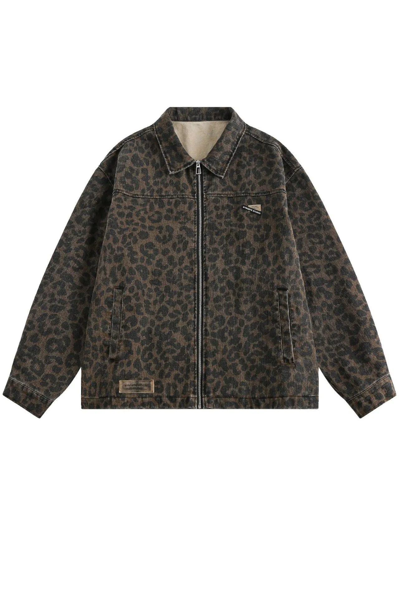 TODAMU® Women's American Retro Leopard Print Distressed Jacket