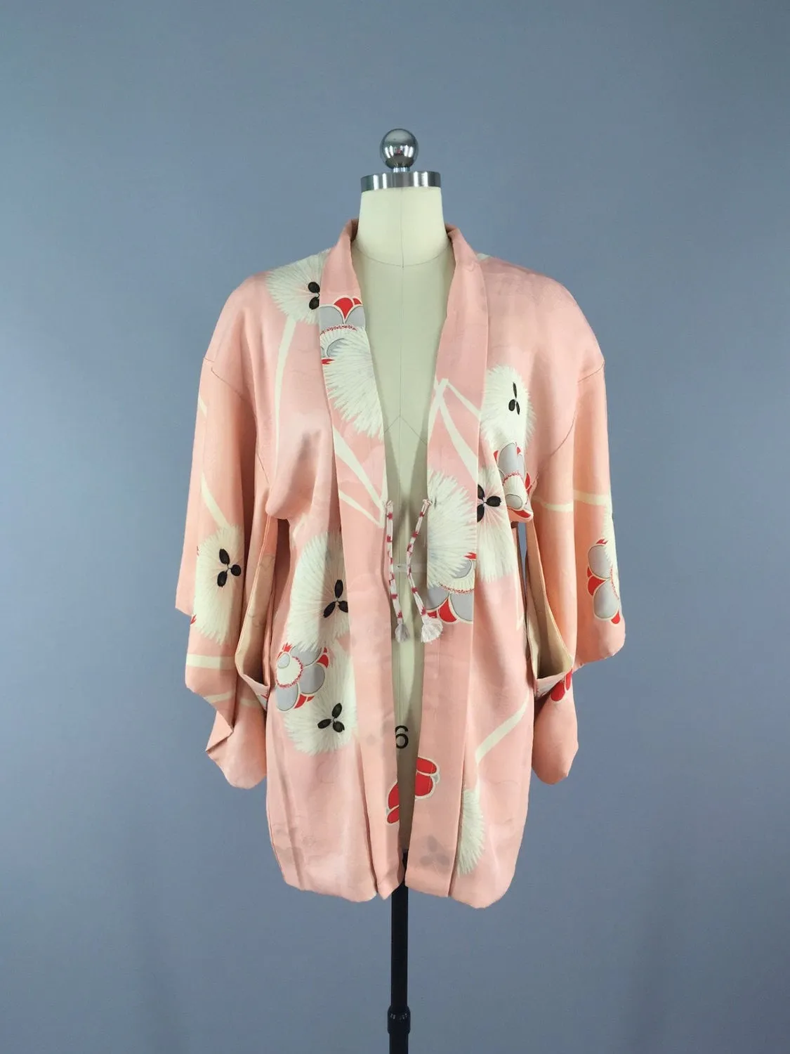 Vintage 1950s Silk Haori Kimono Cardigan