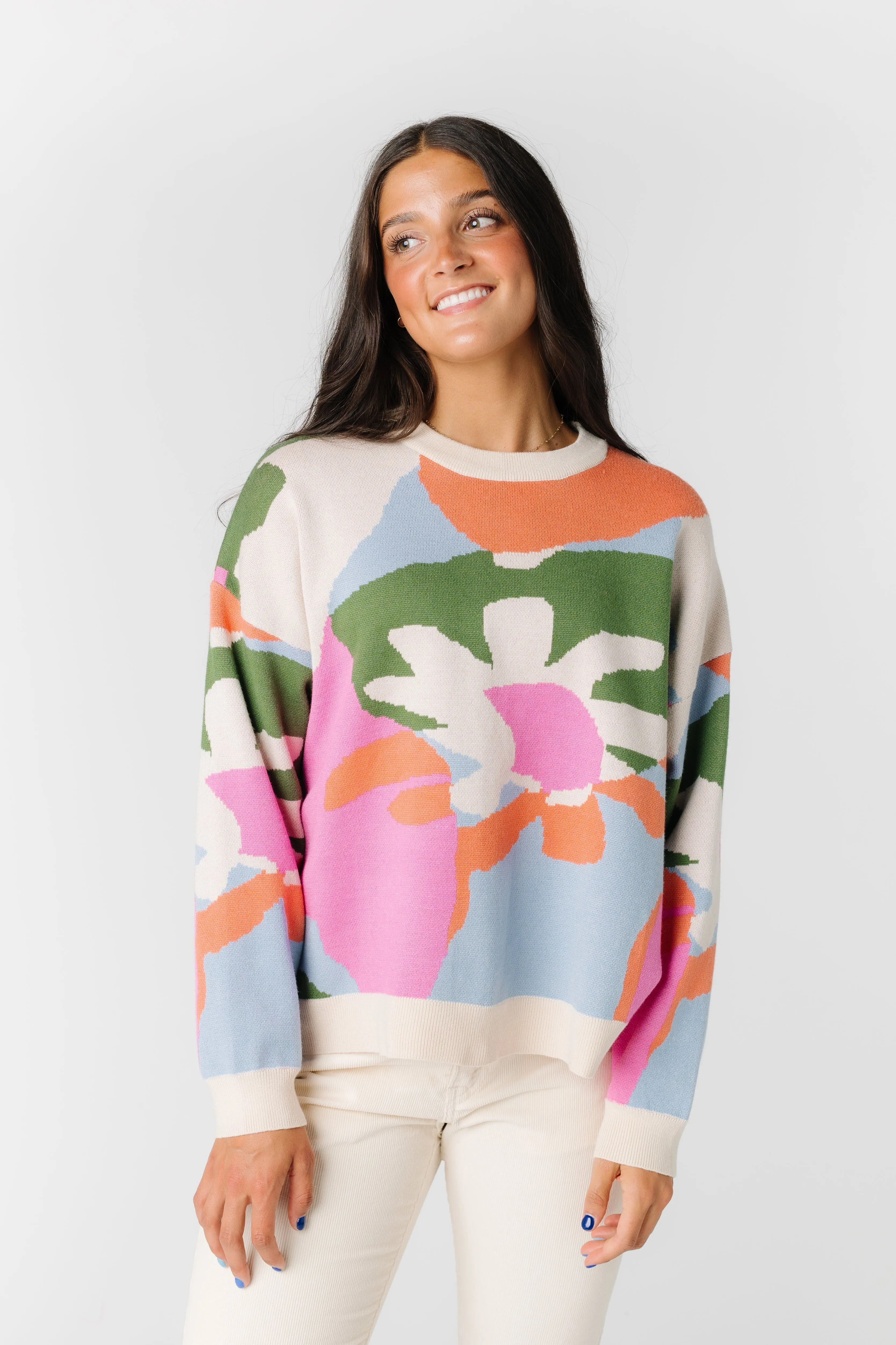 Vintage Abstract Sweater Cream Multi M