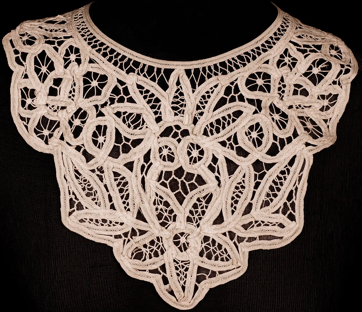 Vintage Battenburg Tape Lace Collar Neck Bib