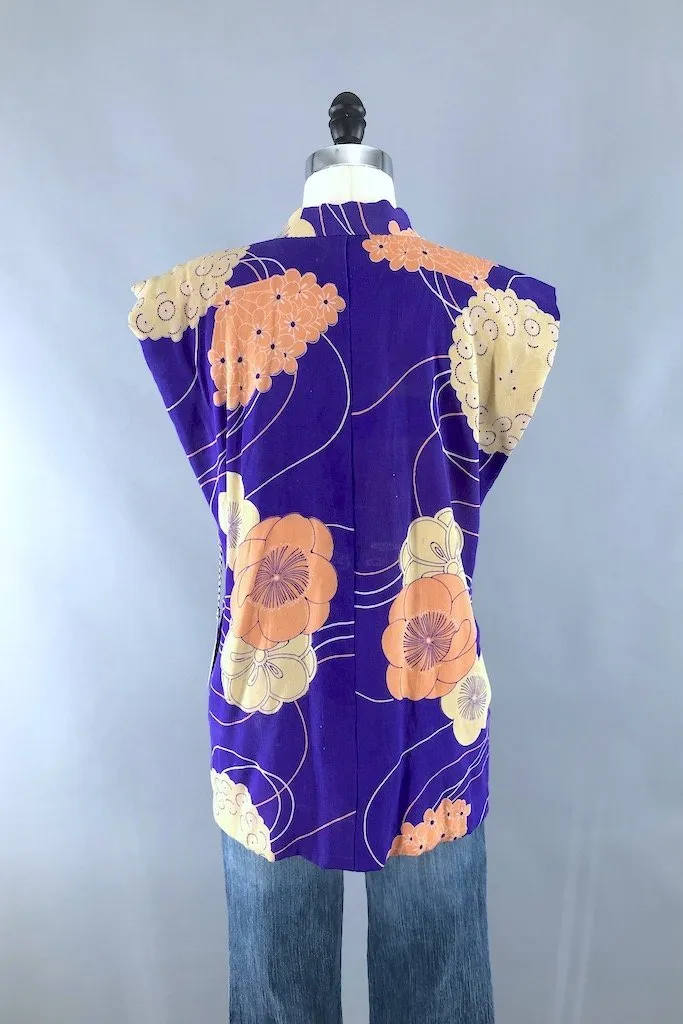 Vintage Purple Silk Kimono Vest