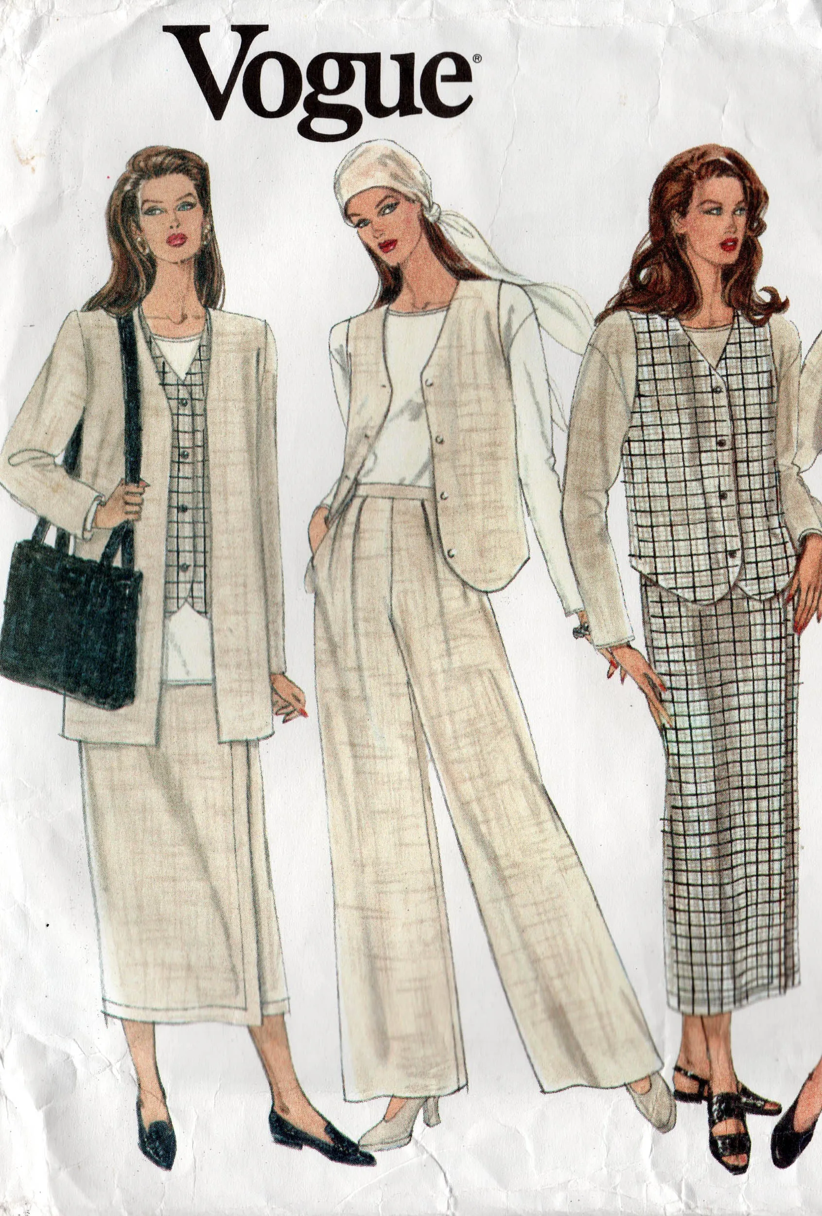 Vogue 1174 Womens Jacket Tunic Dress Wrap Skirt & Wide Leg Pants 1990s Vintage Sewing Pattern Size 14 & 16