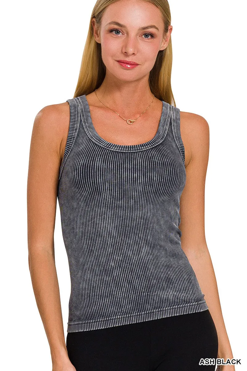 Washed Ribbed Tank Top