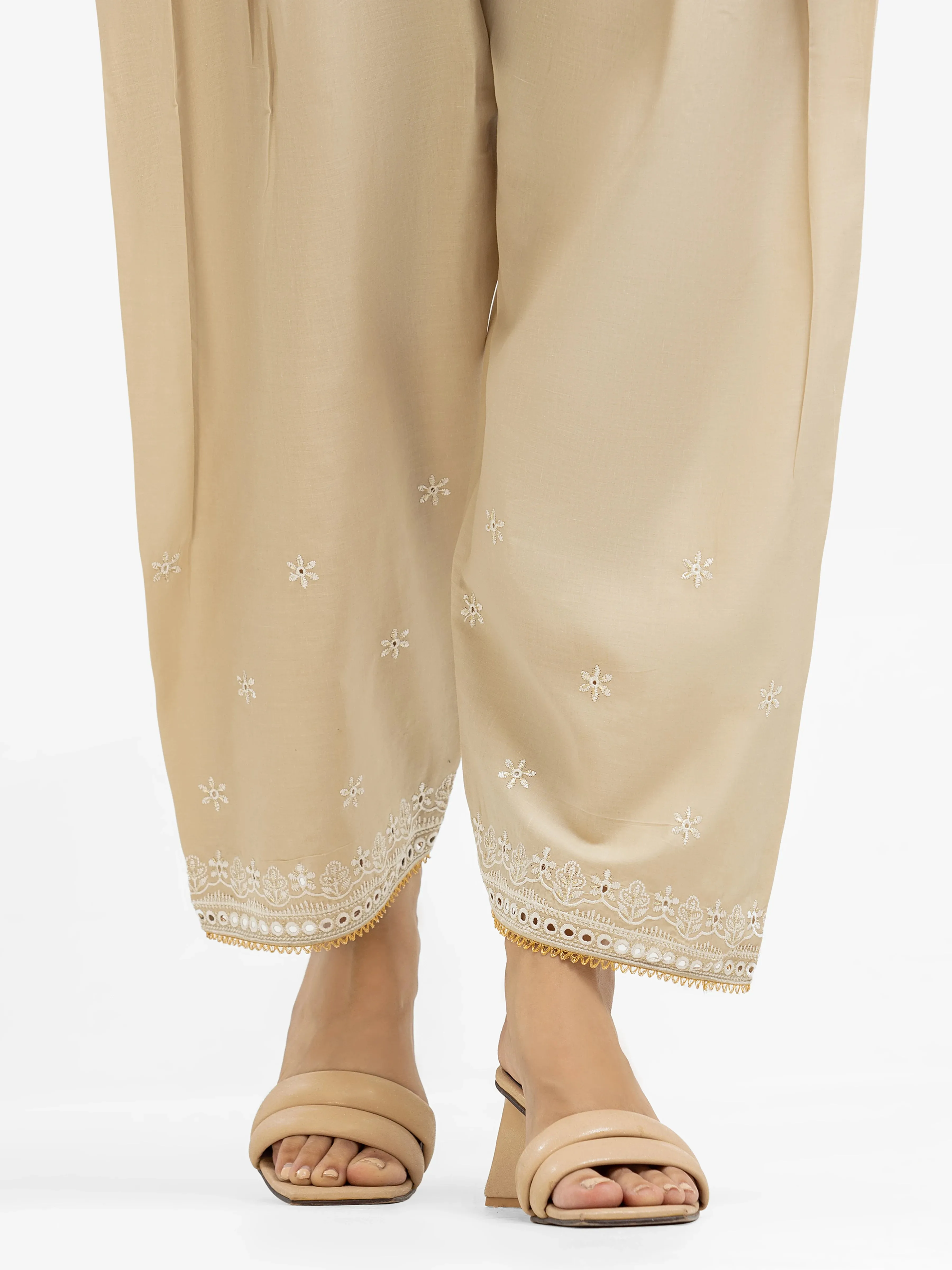 Women's Beige Shalwar - EWBSE24-00005