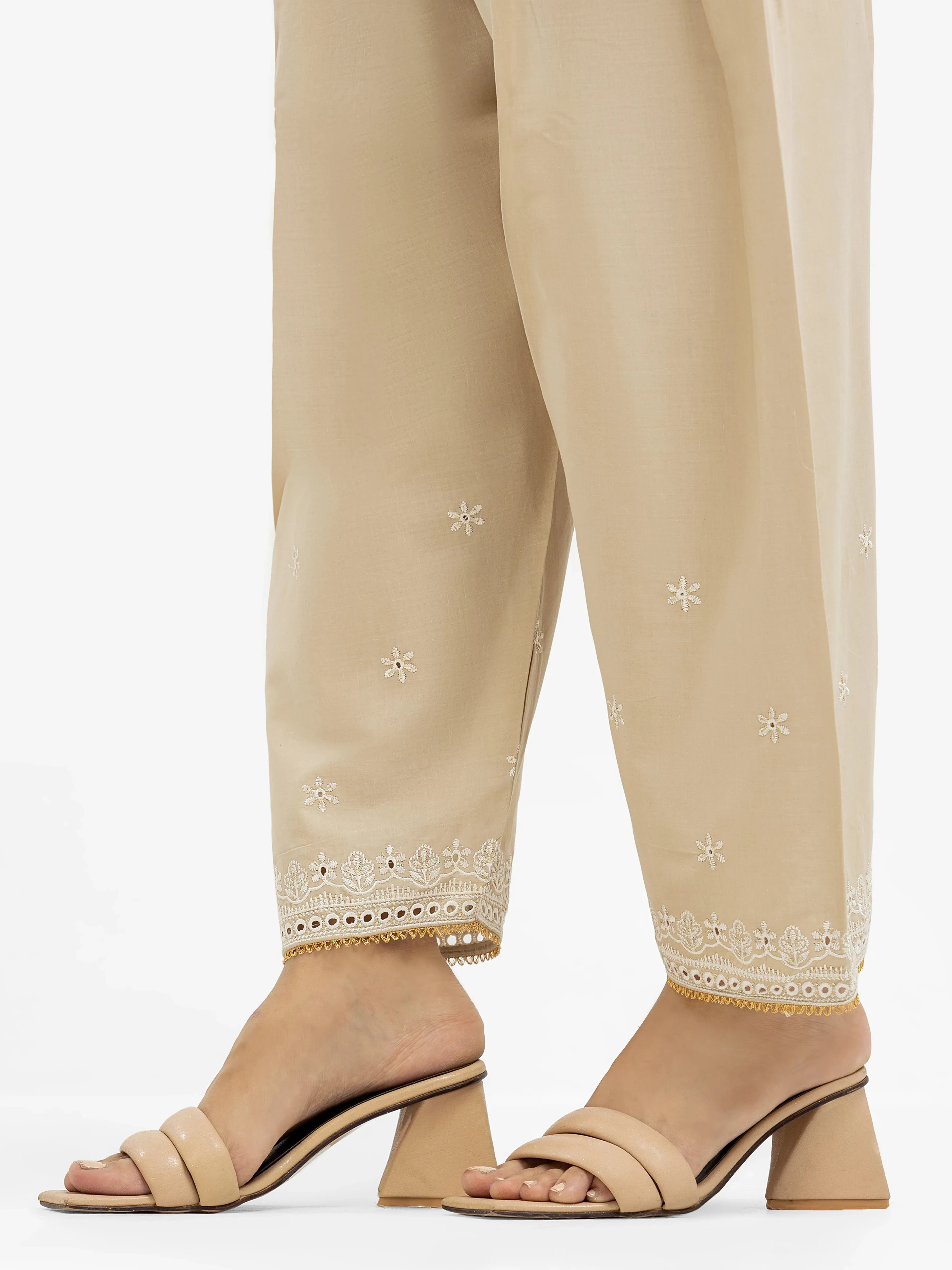 Women's Beige Shalwar - EWBSE24-00005