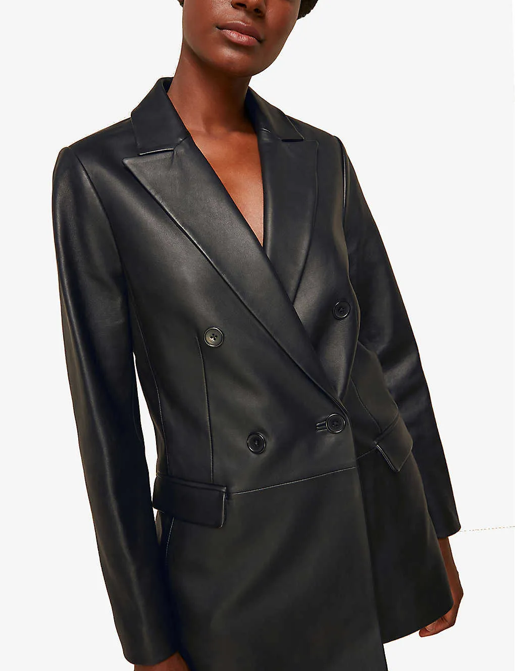 Women's Classic Black Oversized Leather Blazer