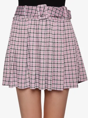 Women's Plaid Pleated Skirt,Multi