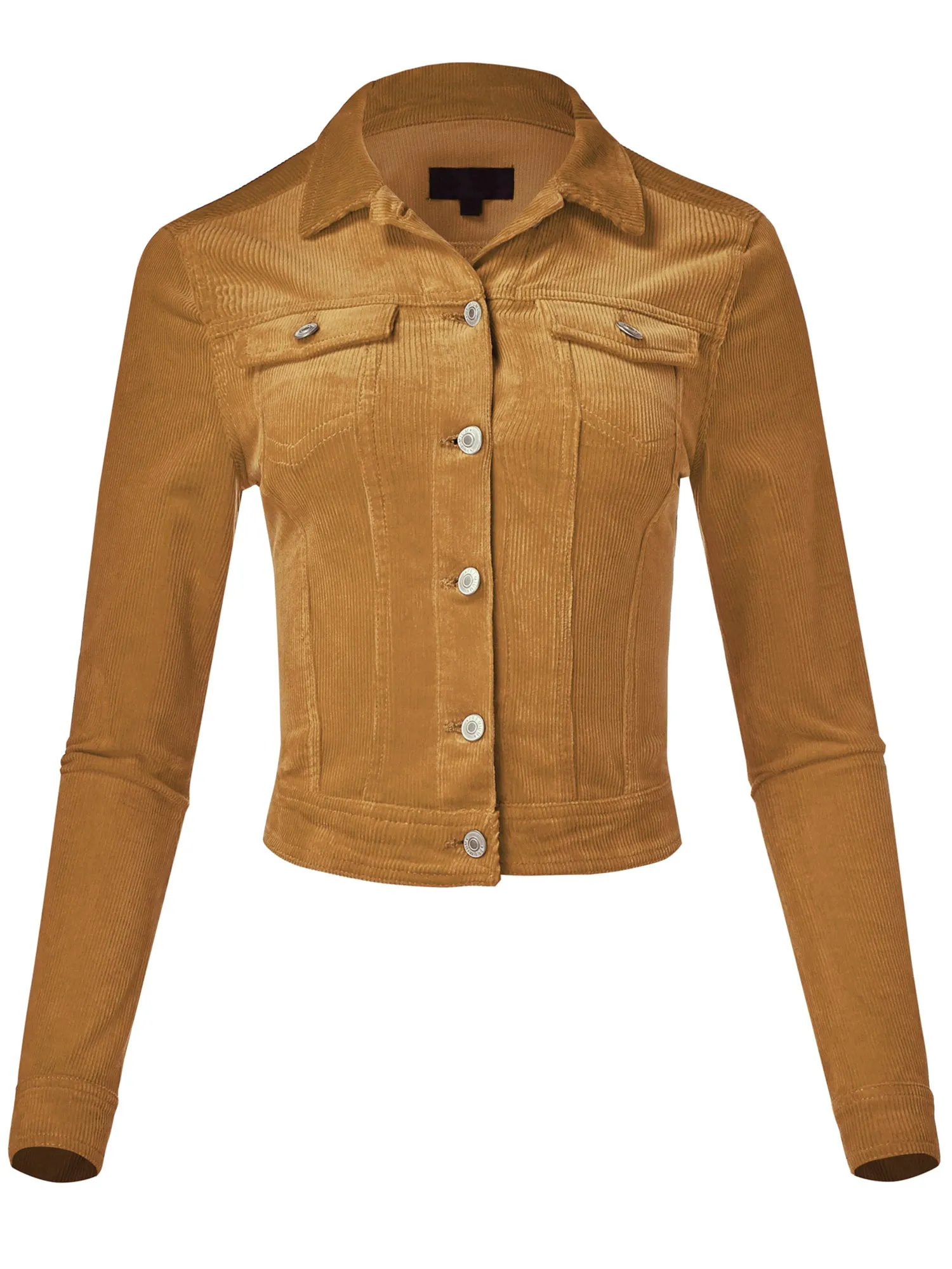 Women's Slim Fit Cropped Trucker Corduroy Jacket (FWJ1128)